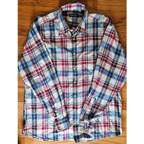 Bullock & Jones Plaid Button Up Long Sleeve Shirt 100% Imported Cotton , Sz L - Picture 1 of 8